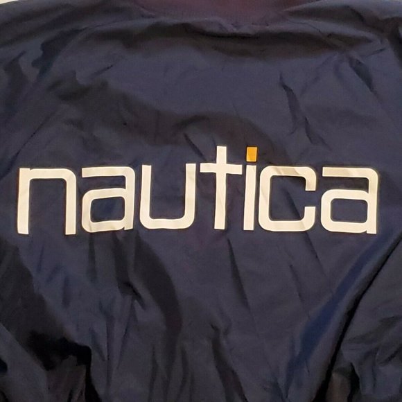 VINTAGE 90's Nautica Spell out Windbreaker/Bomber Jacket zip up Blue Men's L XL - Picture 10 of 10